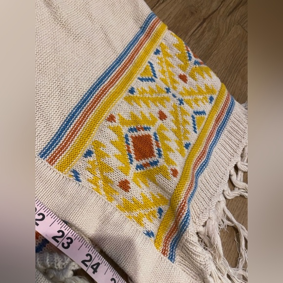 Cream Hooded Cardigan with Fringe and Pattern - Picture 17 of 17